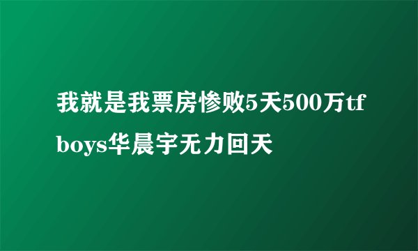 我就是我票房惨败5天500万tfboys华晨宇无力回天