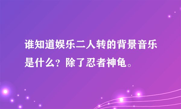 谁知道娱乐二人转的背景音乐是什么？除了忍者神龟。