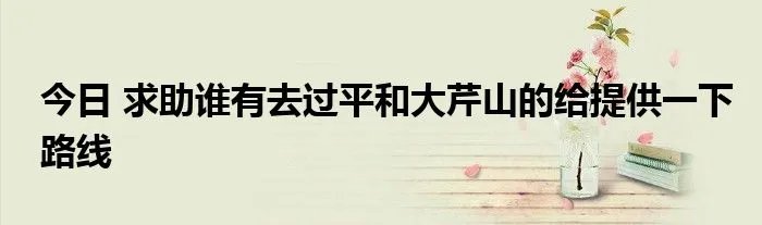 今日 求助谁有去过平和大芹山的给提供一下路线