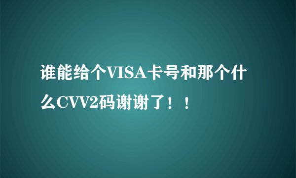 谁能给个VISA卡号和那个什么CVV2码谢谢了！！