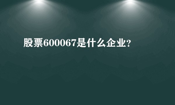 股票600067是什么企业？