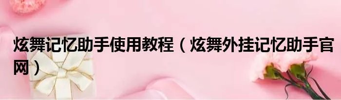 炫舞记忆助手使用教程（炫舞外挂记忆助手官网）