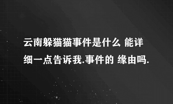 云南躲猫猫事件是什么 能详细一点告诉我.事件的 缘由吗.