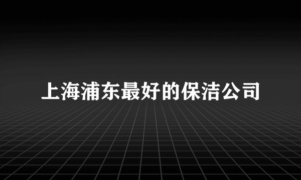 上海浦东最好的保洁公司