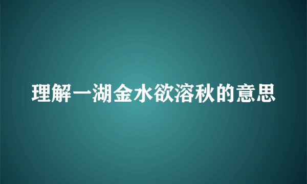 理解一湖金水欲溶秋的意思