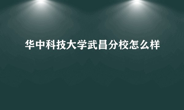 华中科技大学武昌分校怎么样