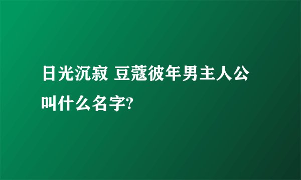 日光沉寂 豆蔻彼年男主人公叫什么名字?