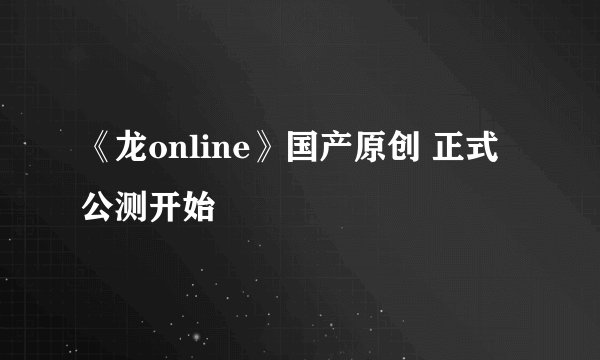 《龙online》国产原创 正式公测开始