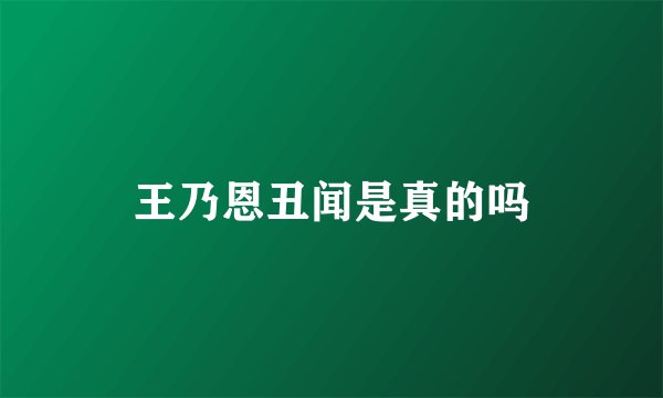 王乃恩丑闻是真的吗