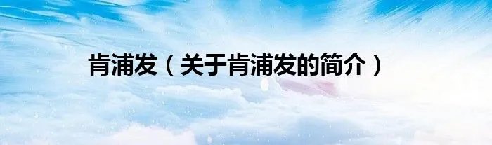 肯浦发（关于肯浦发的简介）