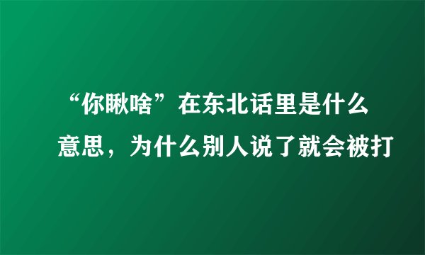 “你瞅啥”在东北话里是什么意思，为什么别人说了就会被打