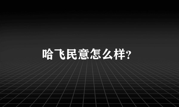 哈飞民意怎么样?