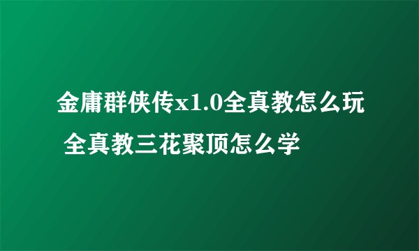 金庸群侠传x1.0全真教怎么玩 全真教三花聚顶怎么学
