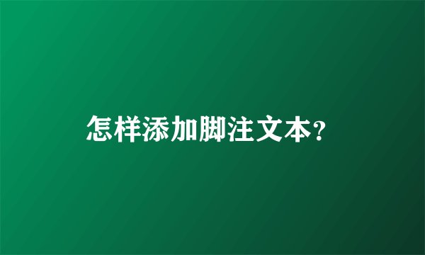 怎样添加脚注文本？