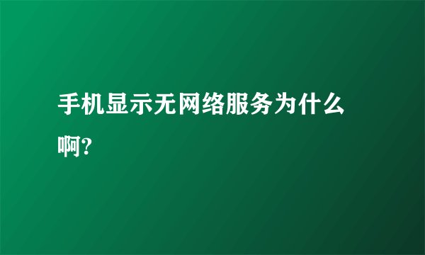 手机显示无网络服务为什么 啊?