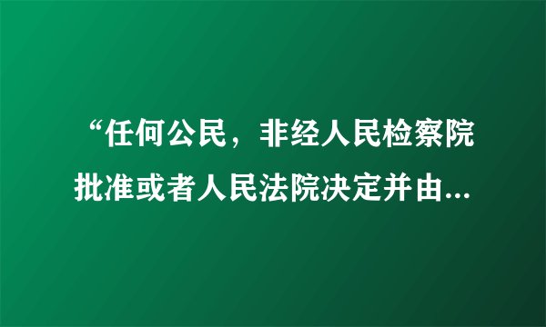 “任何公民，非经人民检察院批准或者人民法院决定并由公安机关执行，不受逮捕。”这句话什么意思？