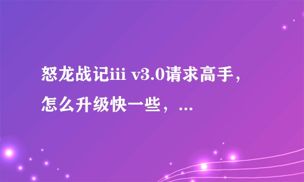怒龙战记iii v3.0请求高手，怎么升级快一些，那位告诉能告诉我谢谢