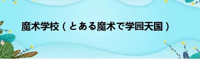 魔术学校（とある魔术で学园天国）