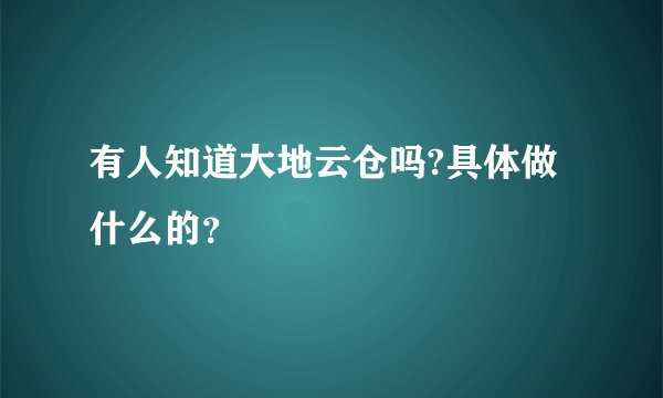 有人知道大地云仓吗?具体做什么的？