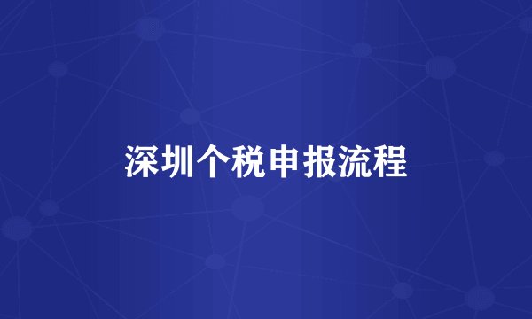 深圳个税申报流程