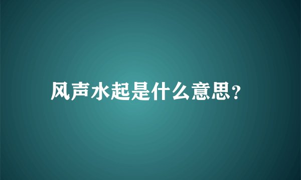 风声水起是什么意思？