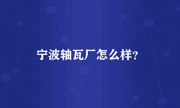 宁波轴瓦厂怎么样？