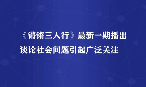 《锵锵三人行》最新一期播出谈论社会问题引起广泛关注