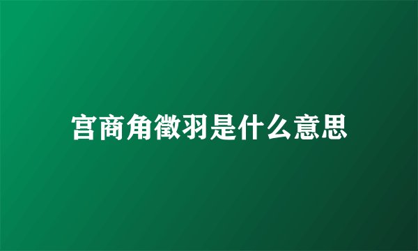 宫商角徵羽是什么意思