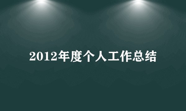 2012年度个人工作总结