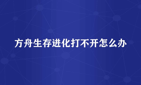 方舟生存进化打不开怎么办