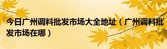 今日广州调料批发市场大全地址（广州调料批发市场在哪）