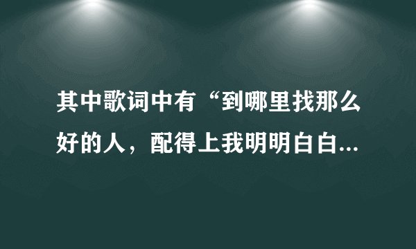 其中歌词中有“到哪里找那么好的人，配得上我明明白白的青春。”是什么歌？求大神帮助
