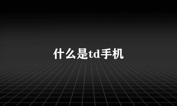 什么是td手机