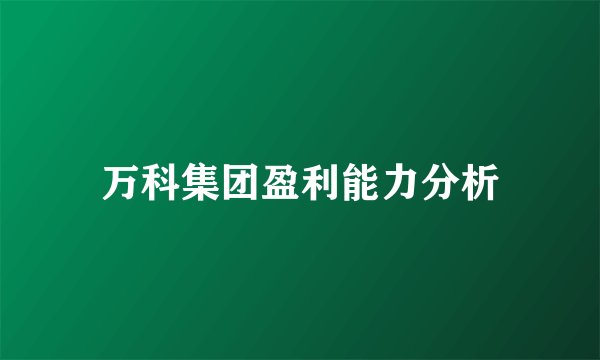 万科集团盈利能力分析