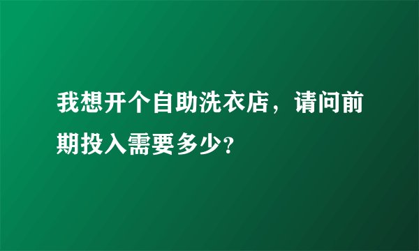 我想开个自助洗衣店，请问前期投入需要多少？