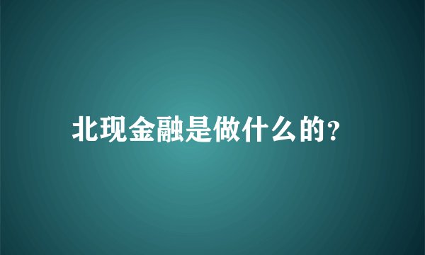 北现金融是做什么的？