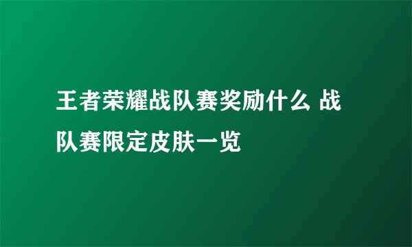 王者荣耀战队赛奖励什么 战队赛限定皮肤一览