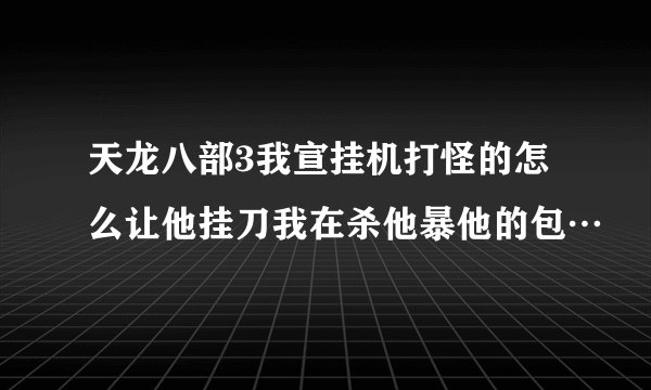天龙八部3我宣挂机打怪的怎么让他挂刀我在杀他暴他的包…