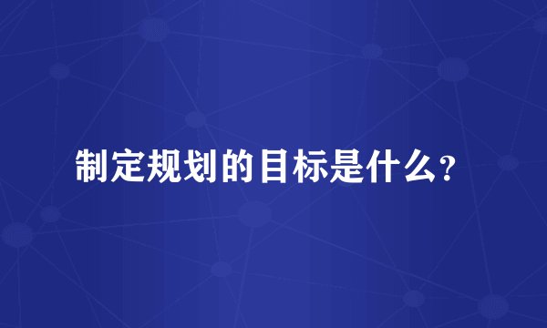 制定规划的目标是什么？