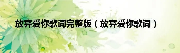 放弃爱你歌词完整版（放弃爱你歌词）