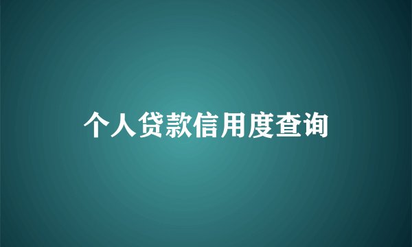 个人贷款信用度查询