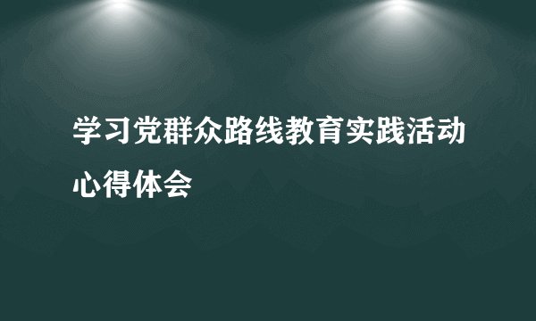 学习党群众路线教育实践活动心得体会
