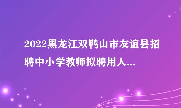 2022黑龙江双鸭山市友谊县招聘中小学教师拟聘用人员情况公示