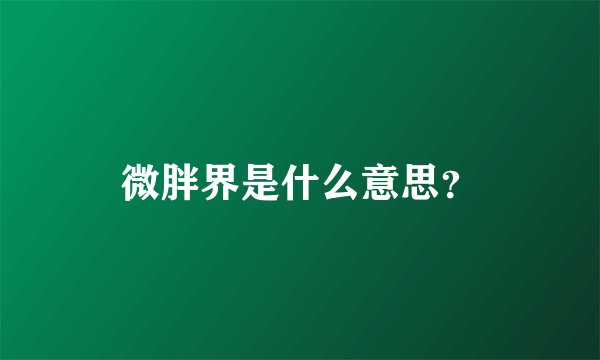 微胖界是什么意思？