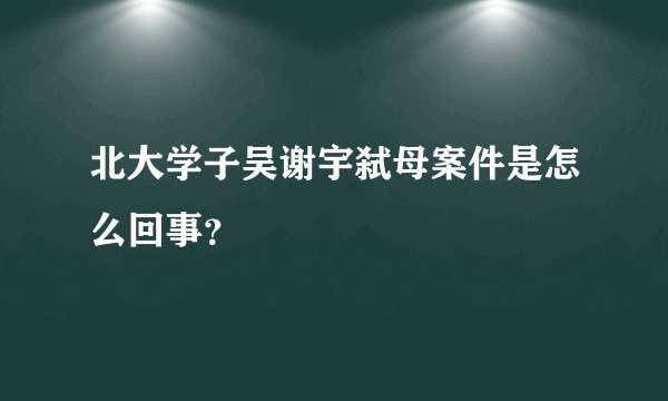 北大学子吴谢宇弑母案件是怎么回事？
