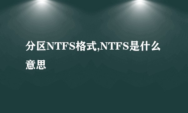 分区NTFS格式,NTFS是什么意思