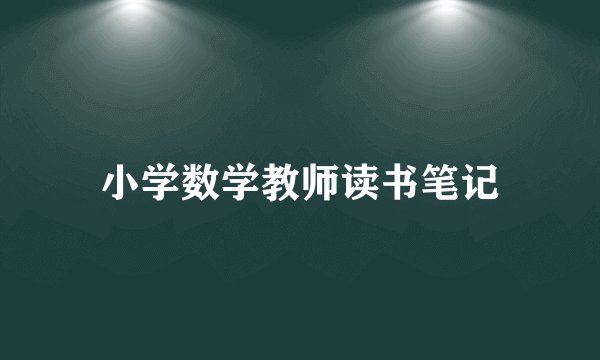 小学数学教师读书笔记