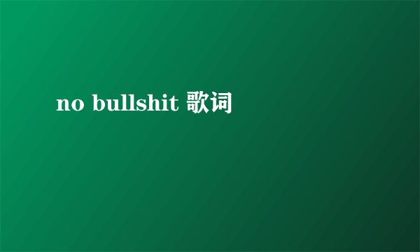 no bullshit 歌词