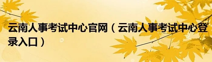 云南人事考试中心官网（云南人事考试中心登录入口）