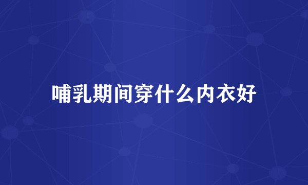 哺乳期间穿什么内衣好